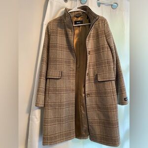 DKNY Long Plaid Pea Coat